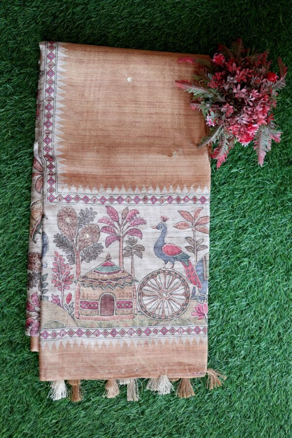 Tussar with Embroidery work
