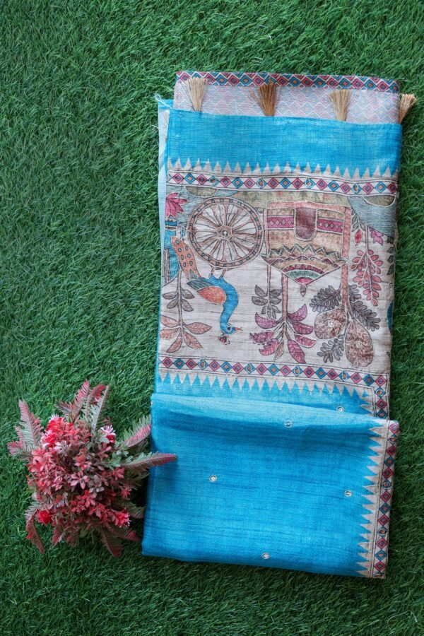 Tussar with embroidery work