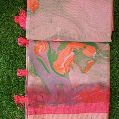 Cotton saree with marble design