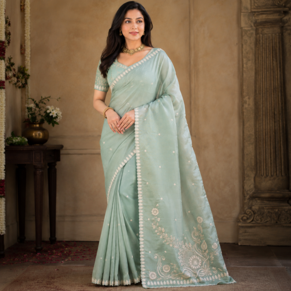 Silk with Embrodiery design