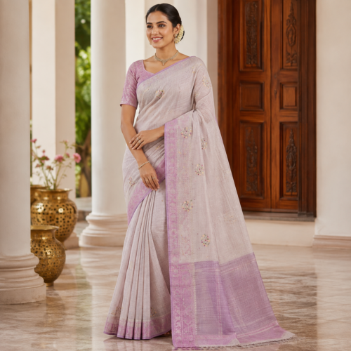 Cotton With Embroidery Saree
