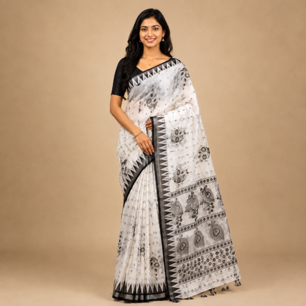 Black and white saree with design 14