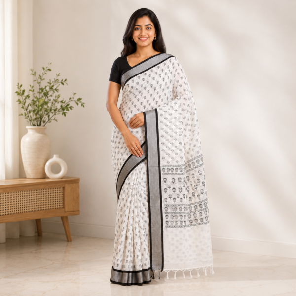 Black and white saree with design 8