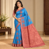 Elegant Blue and Terracotta Saree Portrait Soft silk