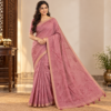 Elegant Mauve Saree Portrait Linen Embroidery work saree