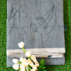 Embroidered Grey Textile on Green Grass Linen Embroidery work saree