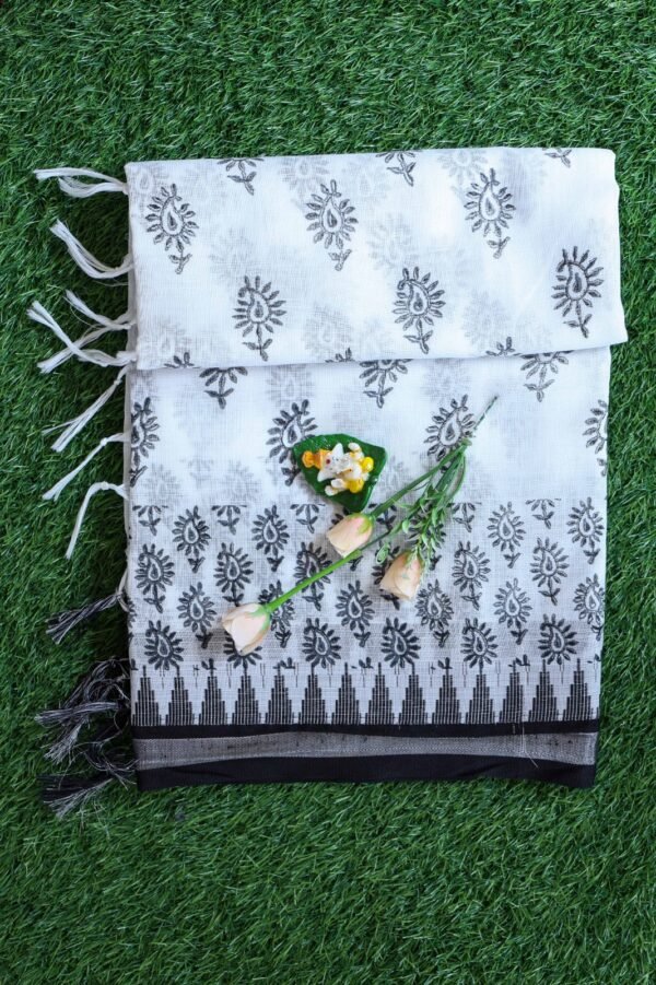 Black and white saree with design 3