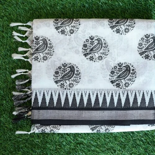 Black and white saree with design 13