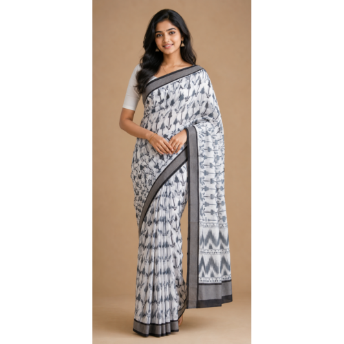 Black and white saree with design 23