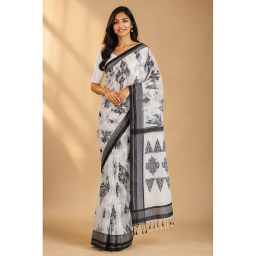 Black and white saree with design 21