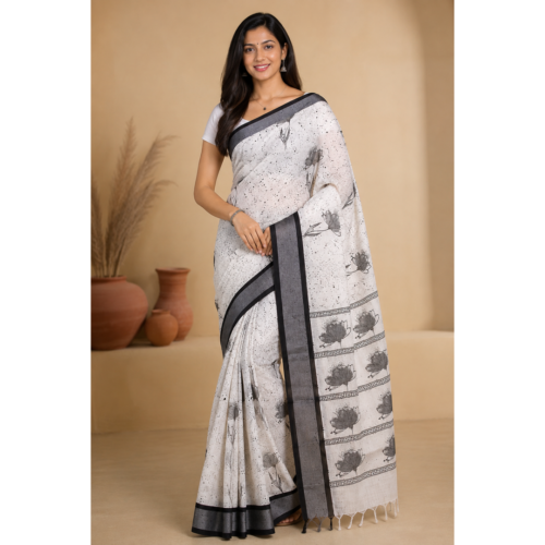 Black and white saree with design 18