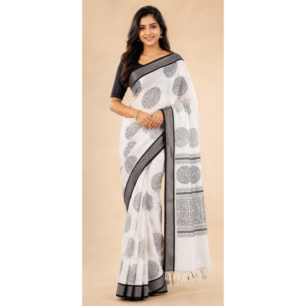 Black and white saree with design 11