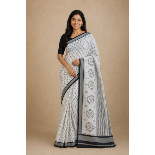 Black and white saree with design 9