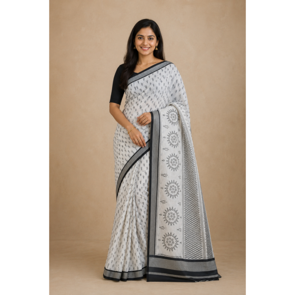 Black and white saree with design 9