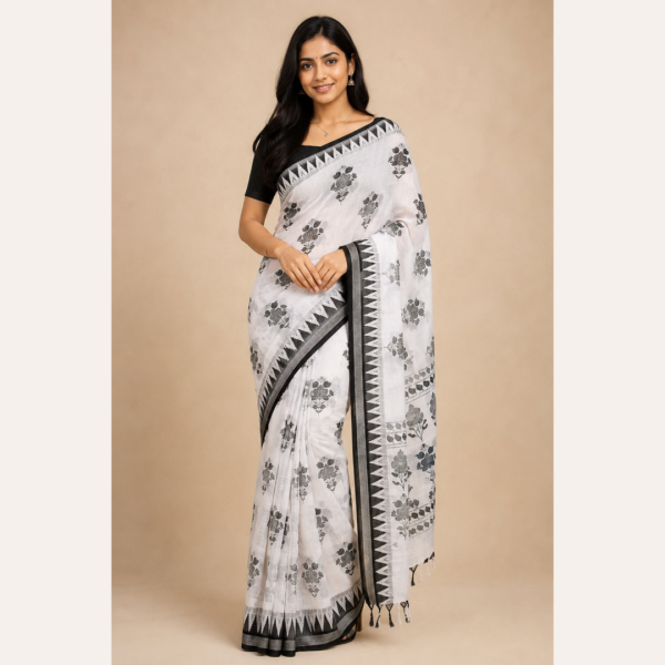 Black and white saree with design 12