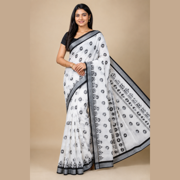 Black and white saree with design 26