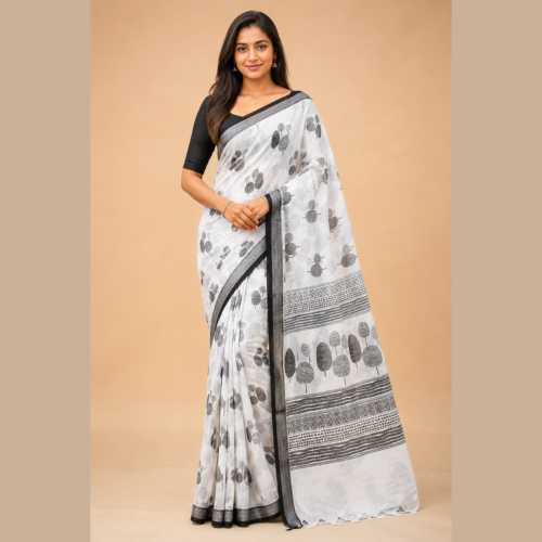 Black and white saree with design 6