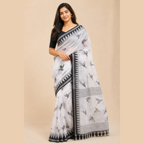 Black and white saree with design 17