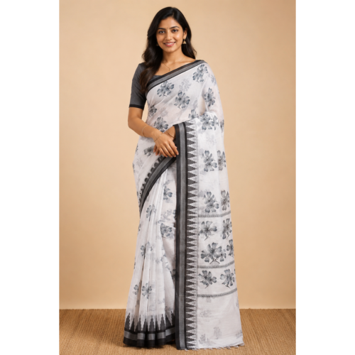 Black and white saree with design 15