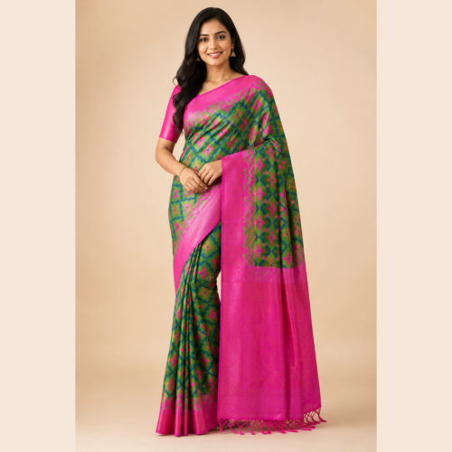 Pochampally  semi soft silk
