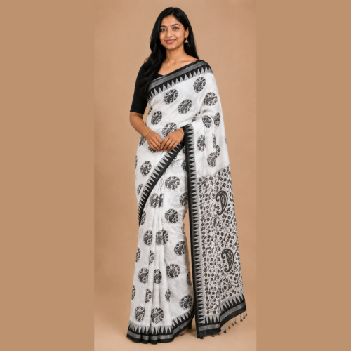 Black and white saree with design 13
