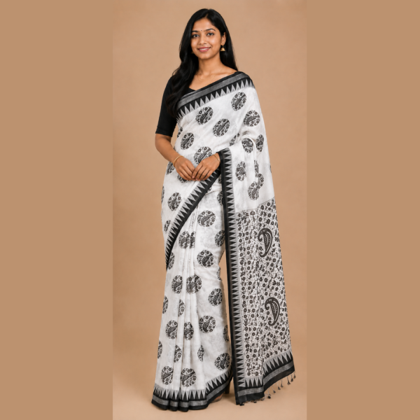 Black and white saree with design 13