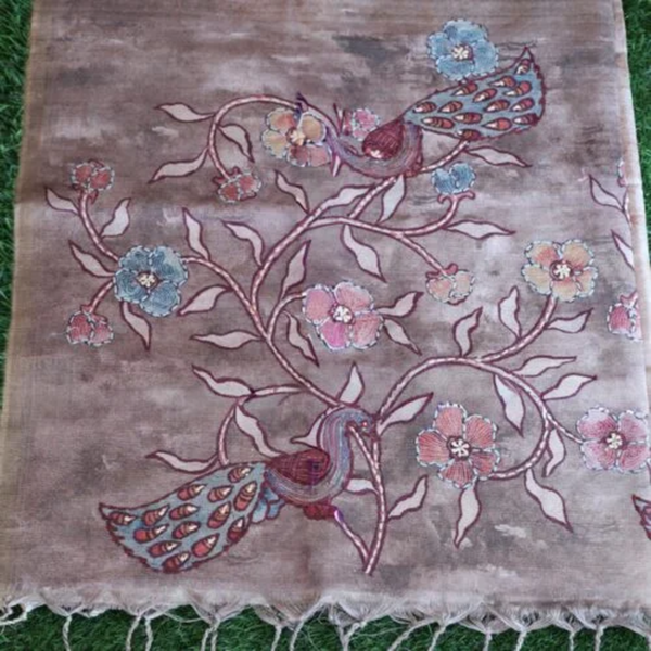 Tussar with Embroidery work